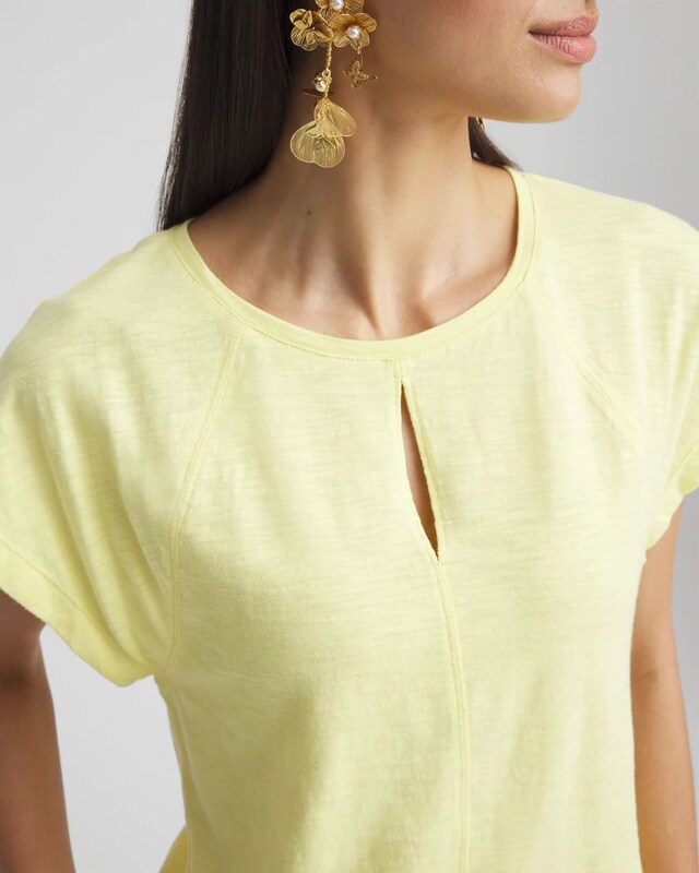 Slub Keyhole Neck Tee - image 4